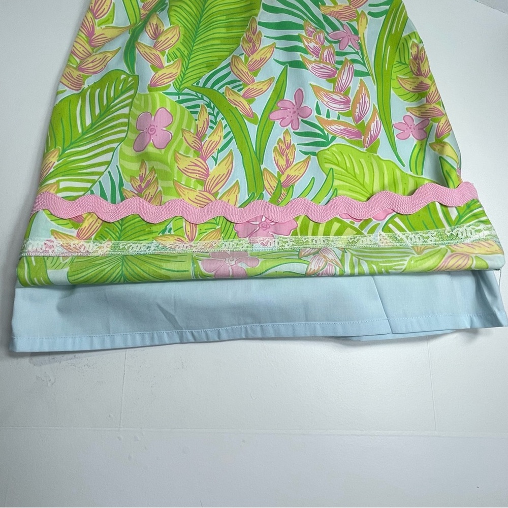 LILLY PULITZER Skirt Botanical Print Green Yellow Pink Scalloped Hem Size 2 - Picture 5 of 10